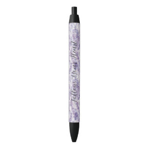 Pretty Lavender Flowers Bridal Shower Black Ink Pen