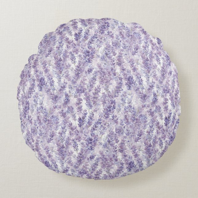 Pretty Lavender Flowers Bridal Shower Round Cushion (Front)