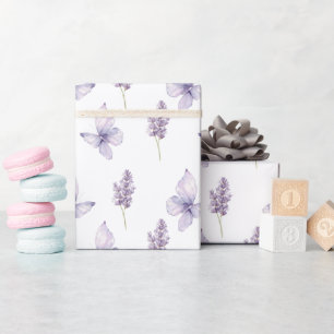 Pretty Lavender Flowers Butterfly Baby Shower  Wrapping Paper