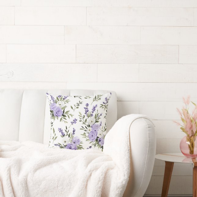 Pretty Lavender Flowers Cushion (Couch)