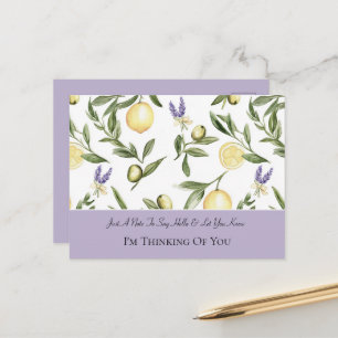 Pretty Lavender Flowers Lemons Thinking of You Postcard