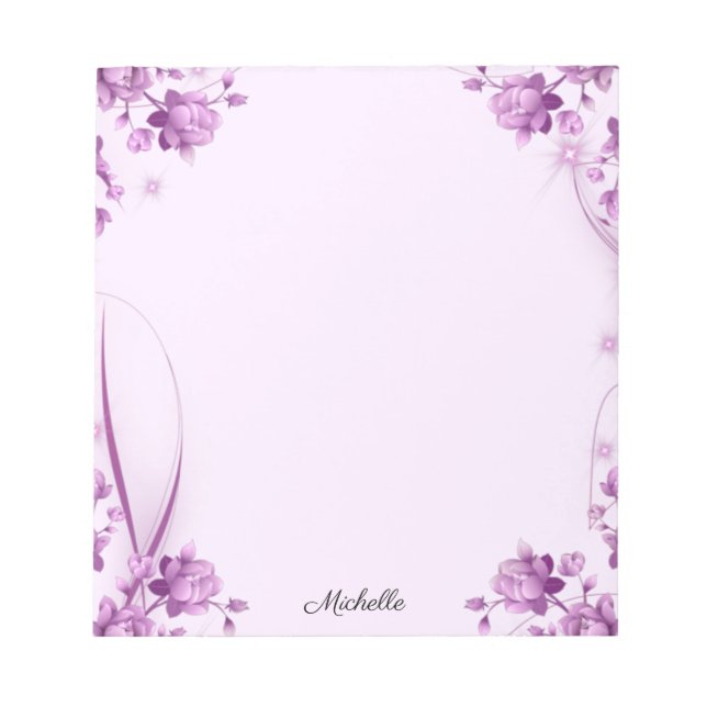 Pretty Lavender Flowers Notepad YOUR TEXT (Front)