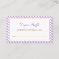 Pretty Lavender Gingham Baby Shower Diaper Raffle