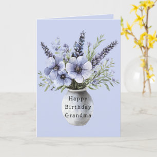 Pretty Lavender Purple Flowers Vase Birthday Card