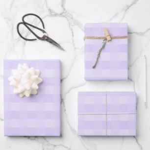 Pretty Lavender Purple Gingham Pattern Wrapping Paper Sheet