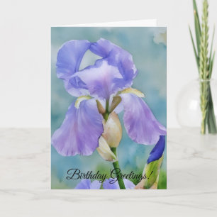 Pretty Lavender Purple Iris Flower Birthday Card