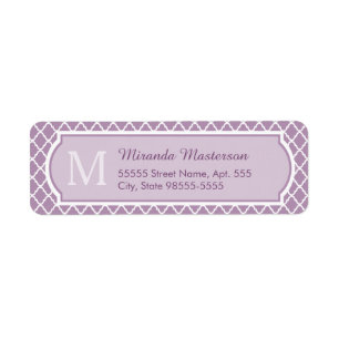 Pretty Lavender Purple Quatrefoil Monogrammed Name