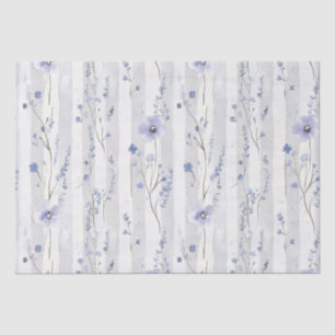 Pretty Lavender White Floral Stripes Bridal Shower Tissue Paper