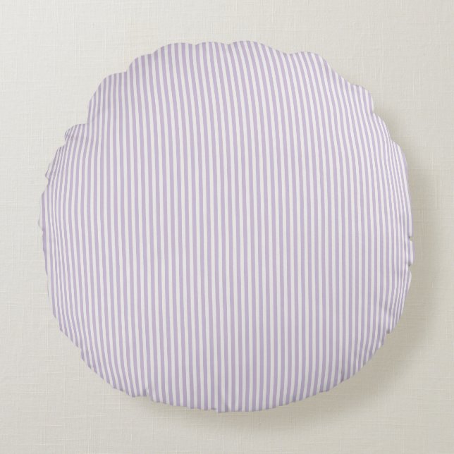 Pretty Lavender White Stripes   Round Cushion (Front)