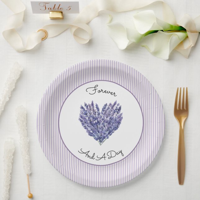 Pretty Lavender White Stripes Wedding Paper Plate (Wedding)