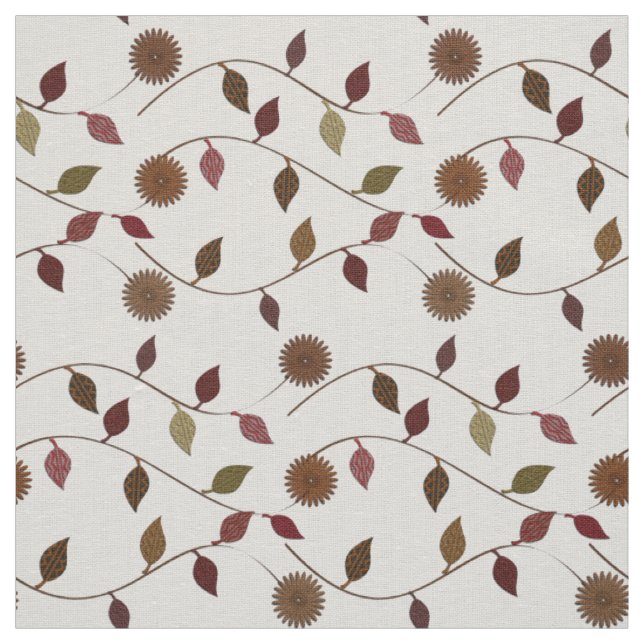 Pretty Leaf Flowers Floral Pattern Fabric (Swatch)