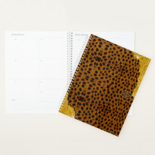 Pretty Leather Cheetah Animal Print With Glitter Planner