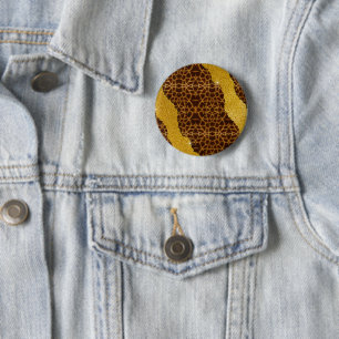 Pretty Leather Giraffe Animal Print With Glitter 6 Cm Round Badge