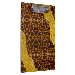 Pretty Leather Giraffe Animal Print With Glitter Clipboard
