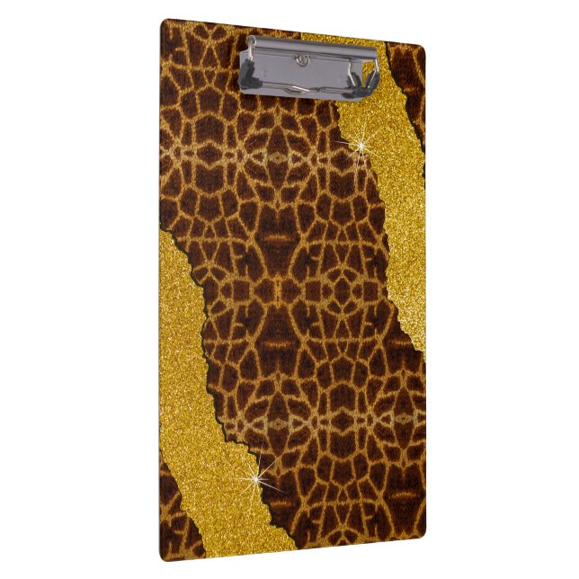 Pretty Leather Giraffe Animal Print With Glitter Clipboard (Right)