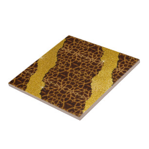 Pretty Leather Giraffe Animal Print With Glitter Tile