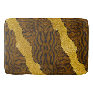 Pretty Leather Tiger Animal Print With Glitter Bath Mat