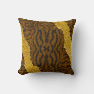 Pretty Leather Tiger Animal Print With Glitter Cushion