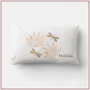 Pretty Leaves and Dragonfly Lumbar Cushion