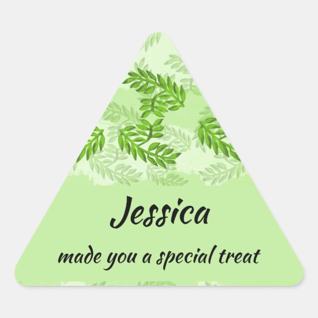 Pretty Leaves Homemade Cooking Gifting  Triangle Sticker (Front)