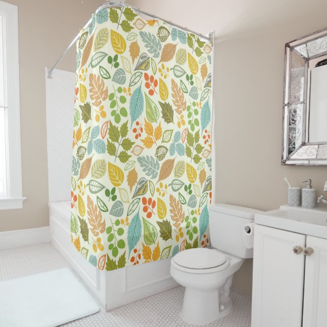 Pretty Leaves Shower Curtain (In Situ)