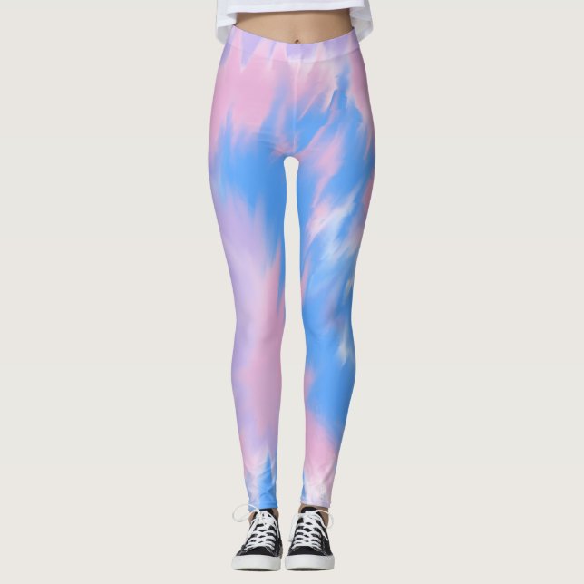 Pretty Leggings in Pastel Blue Purple, and Pink (Front)