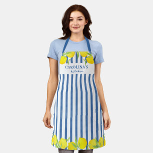 Pretty Lemon Citrus Watercolor Name Apron