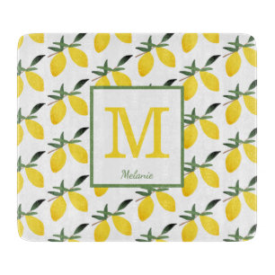 Pretty Lemon Monogram Name  Cutting Board