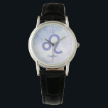 Pretty Leo Astrology Sign Personalised Purple Watch<br><div class="desc">This pretty,  personalised purple and lavender Leo watch features your astrological sign from the Zodiac in a beautiful sparkle like the constellations. Customise this cute wristwatch gift with your name in beautiful cursive script for someone with a late July or early August birthday.</div>