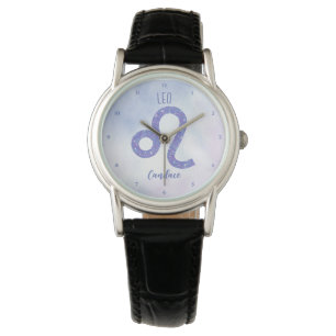 Pretty Leo Astrology Sign Personalized Purple Watch