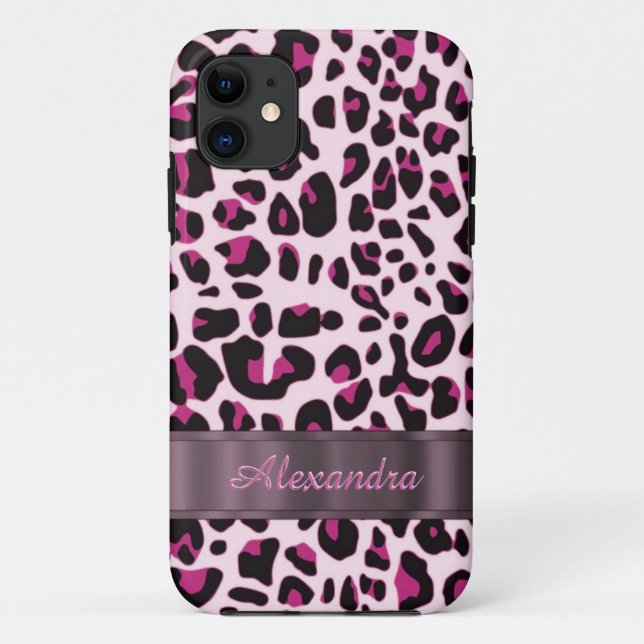Pretty leopard animal print personalised Case-Mate iPhone case (Back)