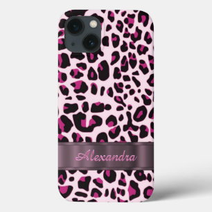 Pretty leopard animal print personalised iPhone 13 case