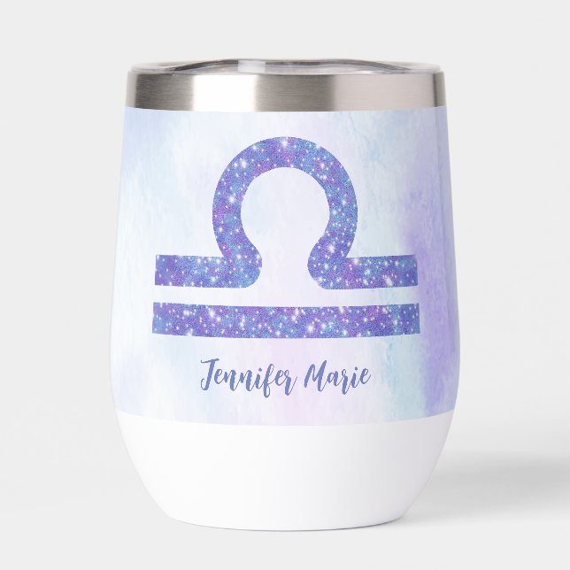 Pretty Libra Astrology Sign Purple Personalised (Back)