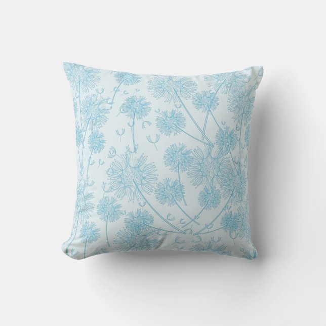 pretty light blue dandelions cushion (Front)