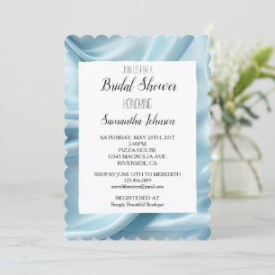 Pretty Light Blue Faux Satin Bridal Shower Invitation