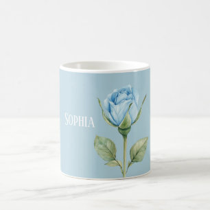 Pretty Light Blue Rose Flower Coffee Mug