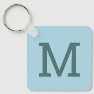 Pretty Light Blue Simple Monogram Initial Keychain