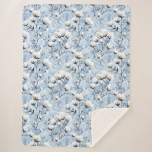 Pretty Light Blue White Floral Bridal Shower Sherpa Blanket