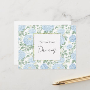 Pretty Light Blue White Flowers Dreams Postcard