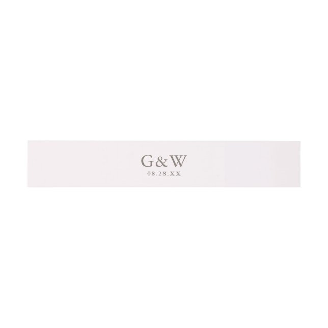 Pretty Light Magenta Pink Monogram Wedding Invitation Belly Band (Flat)