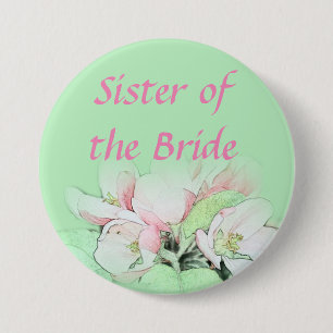 Pretty light pink apple flower sister of bride 7.5 cm round badge