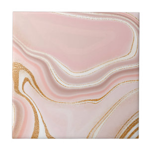 Pretty Light Pink Gold Marble Design Tile