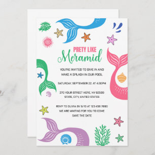 Pretty Like a Mermaid Bachelorette Party Invitation