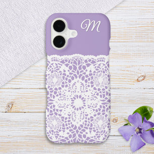 Pretty Lilac and White Lace Monogrammed