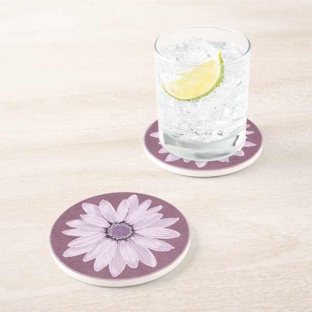 Pretty Lilac Flower Head on Purple  Coaster (Side)