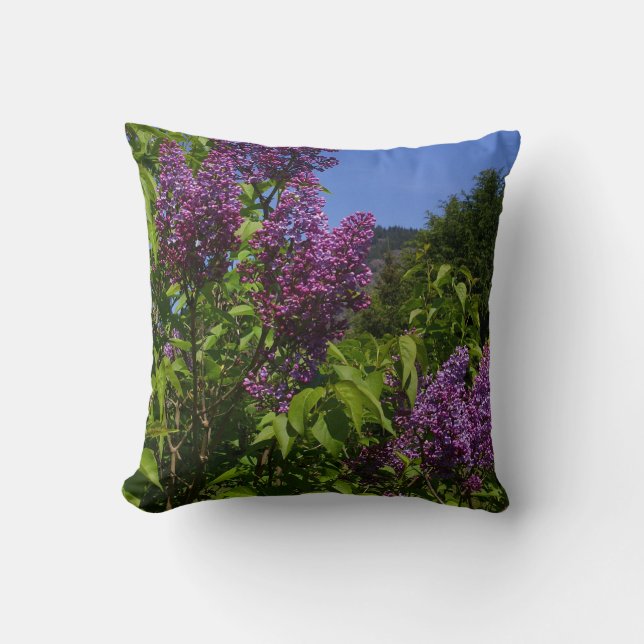 Pretty Lilac Flowers Nature Scene Cushion (Front)