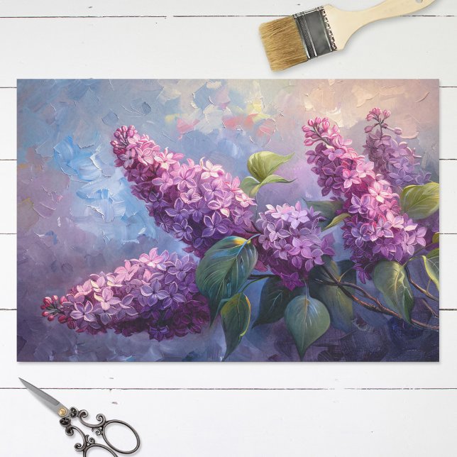 Pretty Lilac Flowers Oil Painting Decoupage Tissue Paper (Creator Uploaded)