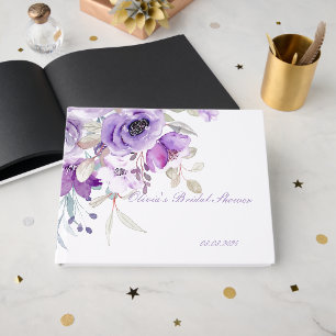 pretty lilac purple bridal shower wedding guest book