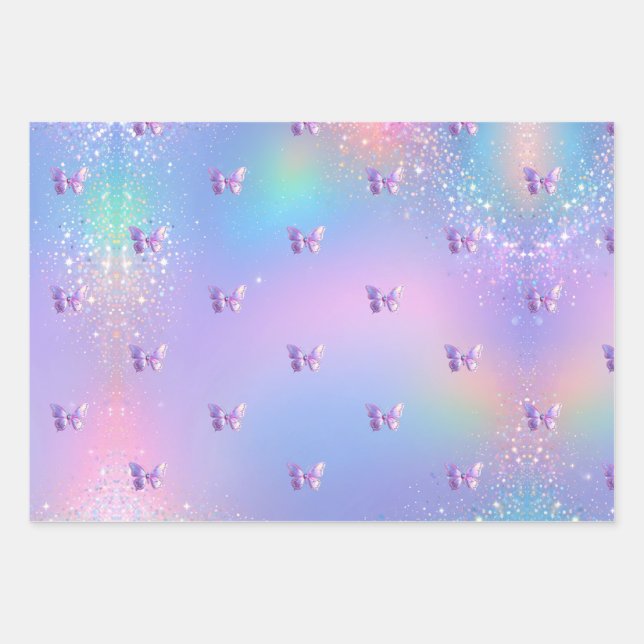 Pretty Lilac Wrapping Paper Flat Sheet Set of 3 (Front 2)