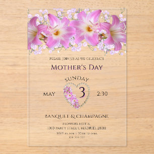 Pretty Lilies For Mother's Day Acrylic Invitations